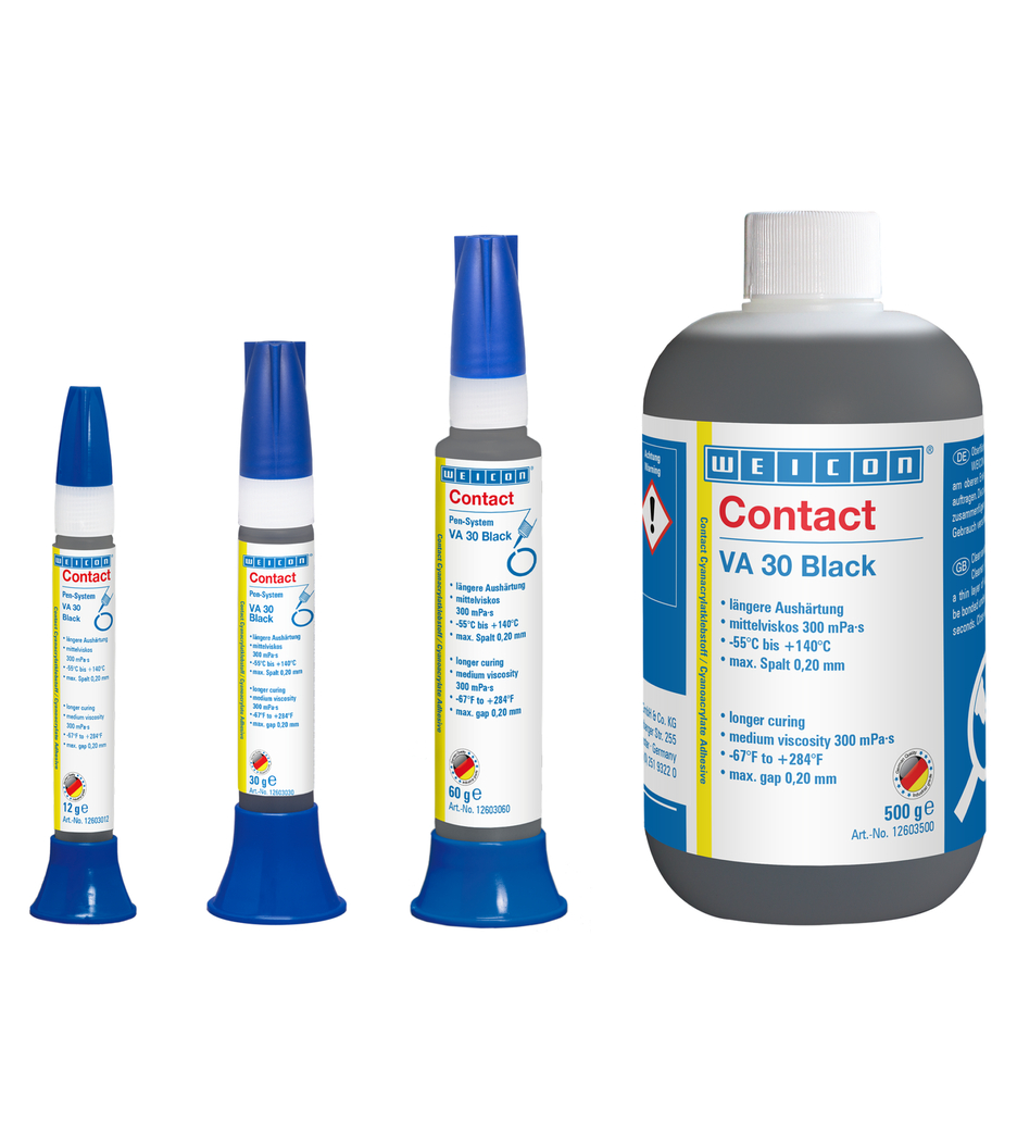 Contact VA 30 Black | instant adhesive with medium viscosity, rubber-filled